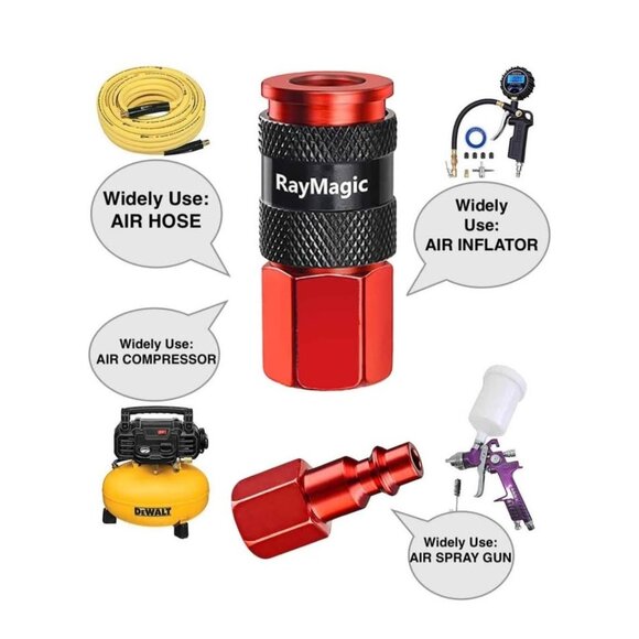 16 pc Air Hose Fittings, AMT Universal 3IN1 Aluminum Air Coupler and I/M Industr - Picture 3 of 6